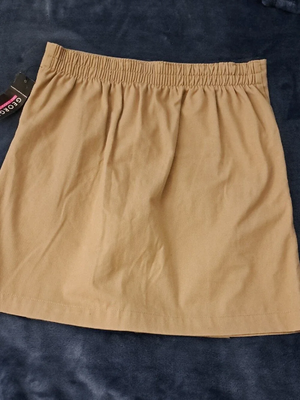 George Khaki Button-Accent Pleated Mini Skirt